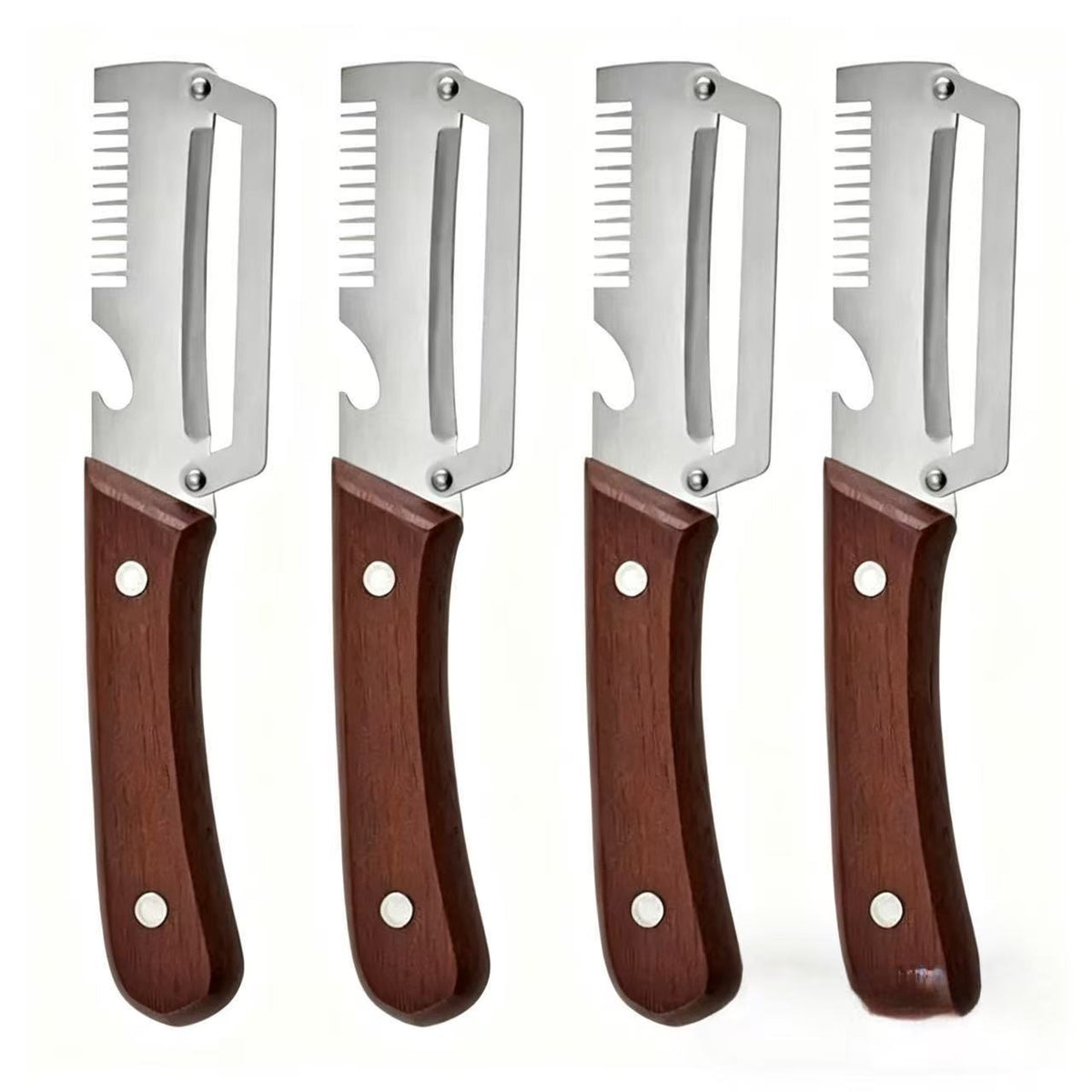 4-in-1 Wooden Handle Peeler with Bottle Opener