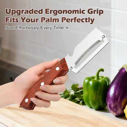 4-in-1 Wooden Handle Peeler with Bottle Opener