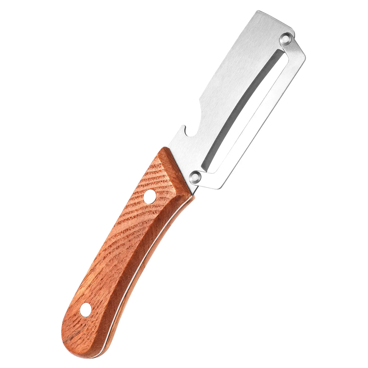 4-in-1 Wooden Handle Peeler with Bottle Opener