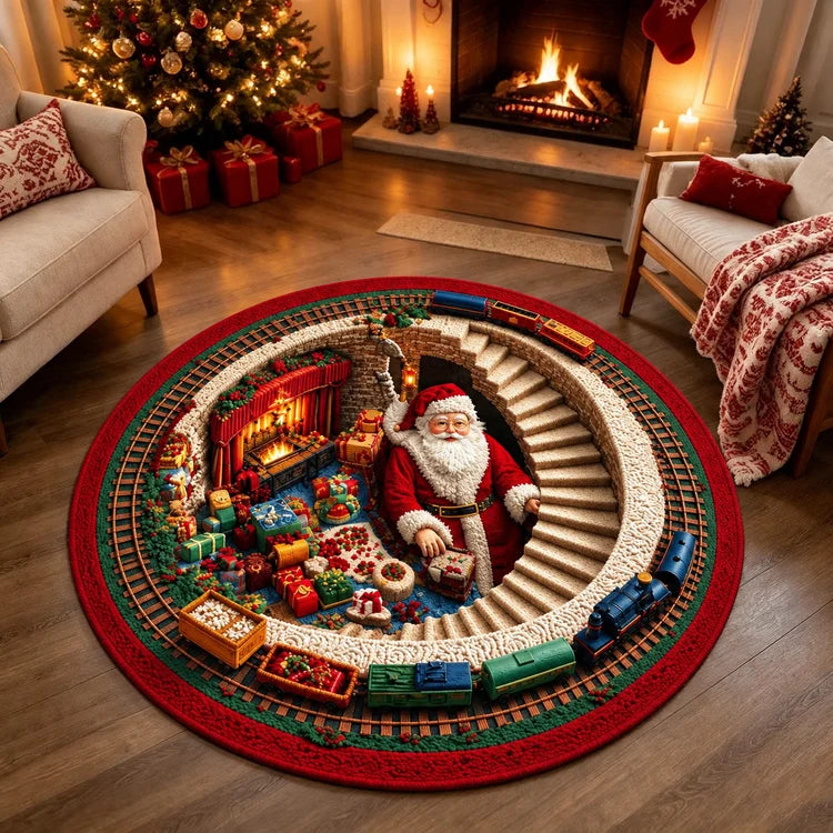 🔥Last Day 50% OFF🎁3D Christmas Illusion Round Rug