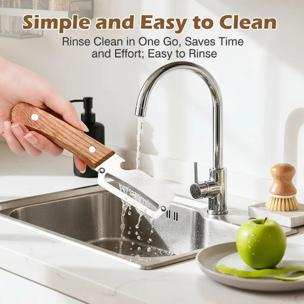 4-in-1 Wooden Handle Peeler with Bottle Opener