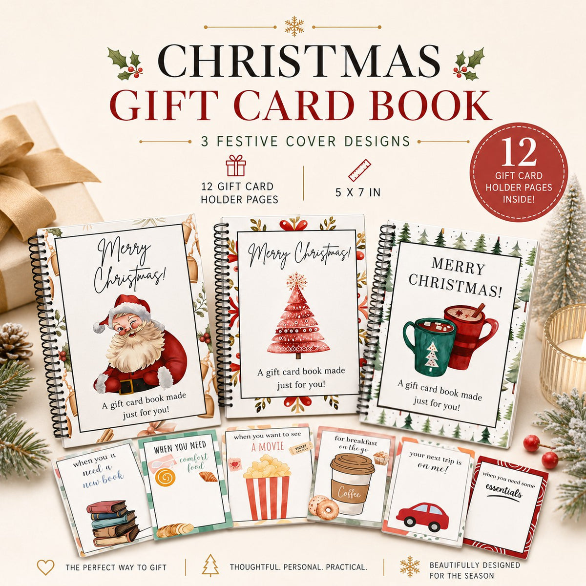 🔥Last Day 50% OFF🎁Christmas Gift Card Book -🎄12 GIFT CARD HOLDER PAGES INSIDE!