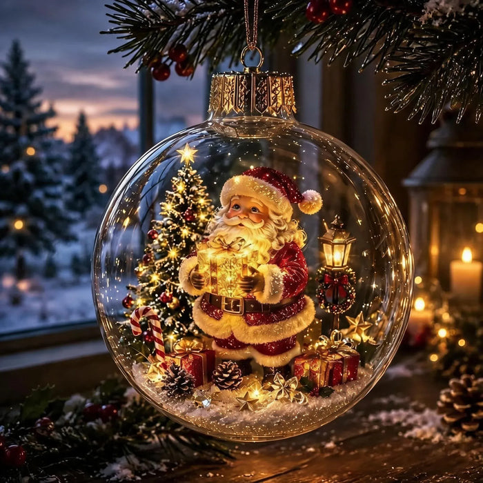 🎄 Glowing Christmas Ball Ornament with Flat 2D Artwork Inside 🎄