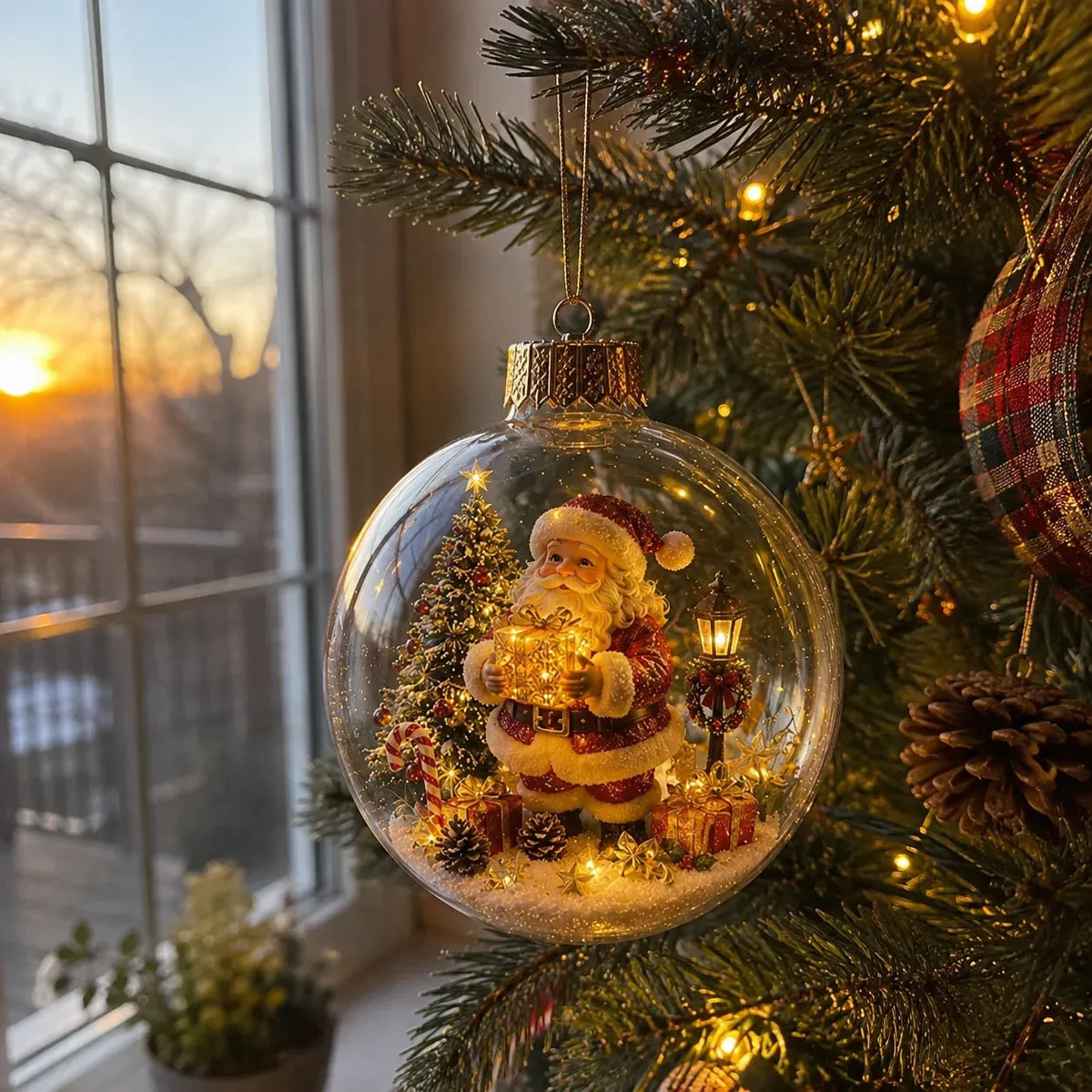 🎄 Glowing Christmas Ball Ornament with Flat 2D Artwork Inside 🎄