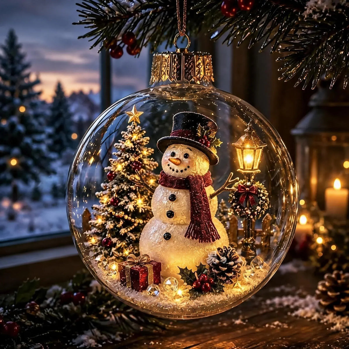 🎄 Glowing Christmas Ball Ornament with Flat 2D Artwork Inside 🎄