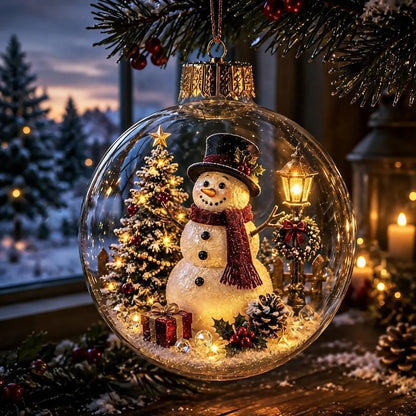 🎄 Glowing Christmas Ball Ornament with Flat 2D Artwork Inside 🎄