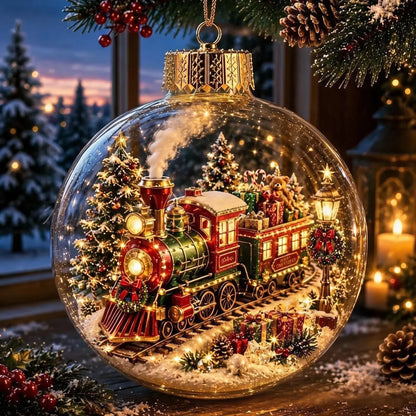🎄 Glowing Christmas Ball Ornament with Flat 2D Artwork Inside 🎄