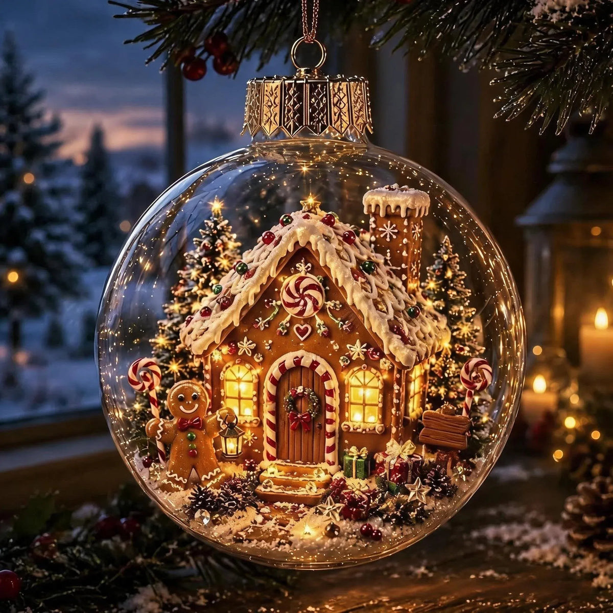 🎄 Glowing Christmas Ball Ornament with Flat 2D Artwork Inside 🎄