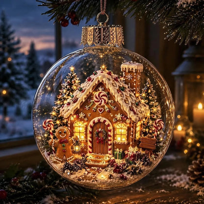 🎄 Glowing Christmas Ball Ornament with Flat 2D Artwork Inside 🎄