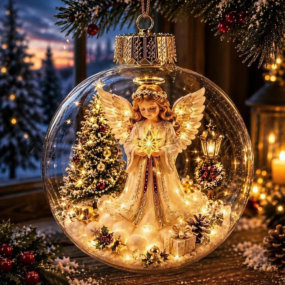 🎄 Glowing Christmas Ball Ornament with Flat 2D Artwork Inside 🎄
