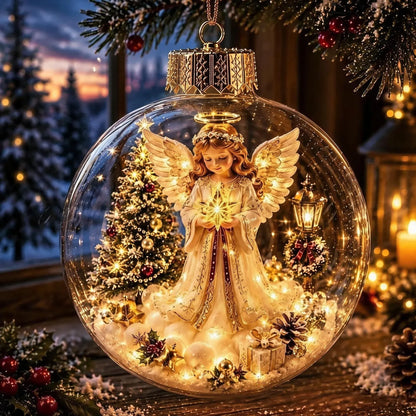 🎄 Glowing Christmas Ball Ornament with Flat 2D Artwork Inside 🎄