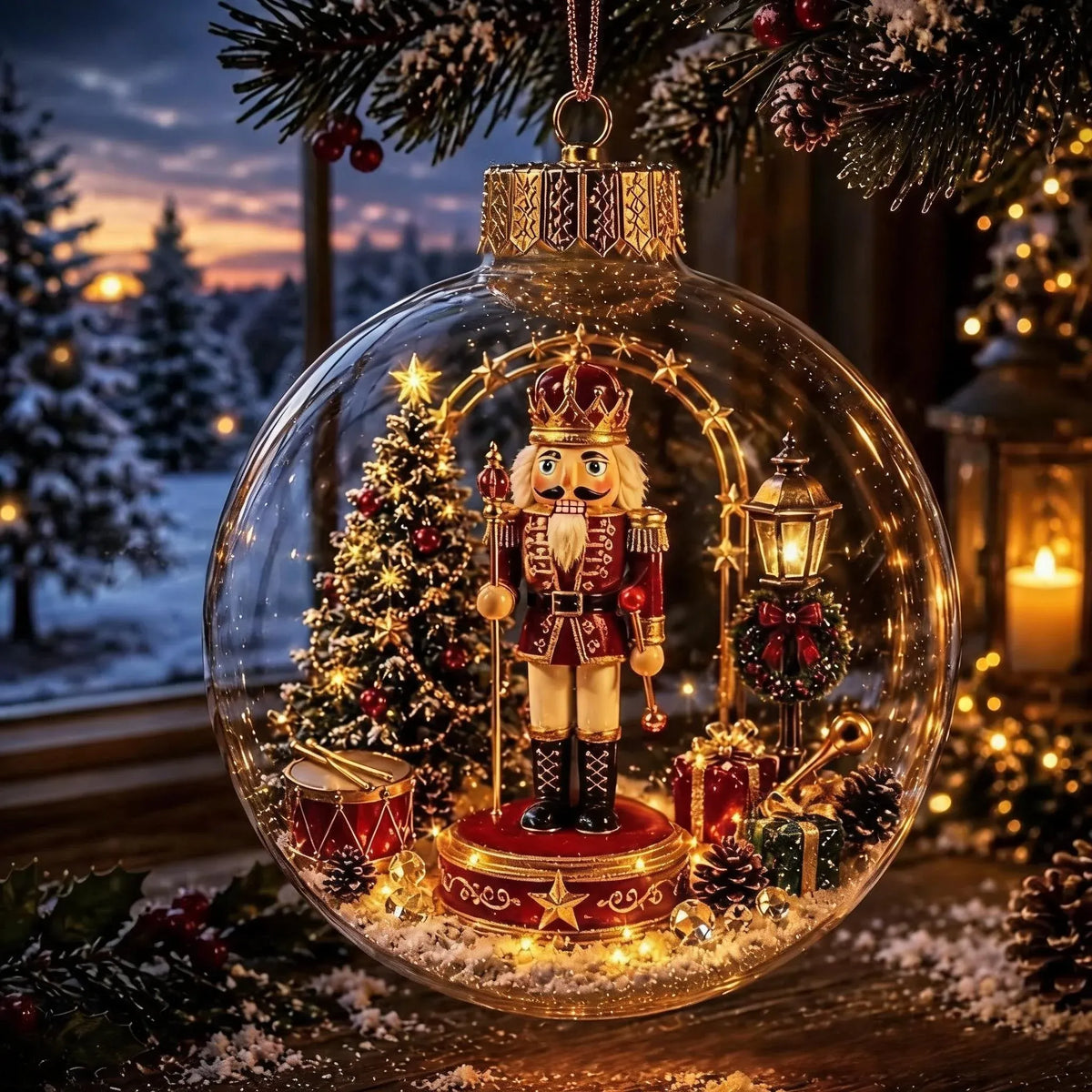 🎄 Glowing Christmas Ball Ornament with Flat 2D Artwork Inside 🎄