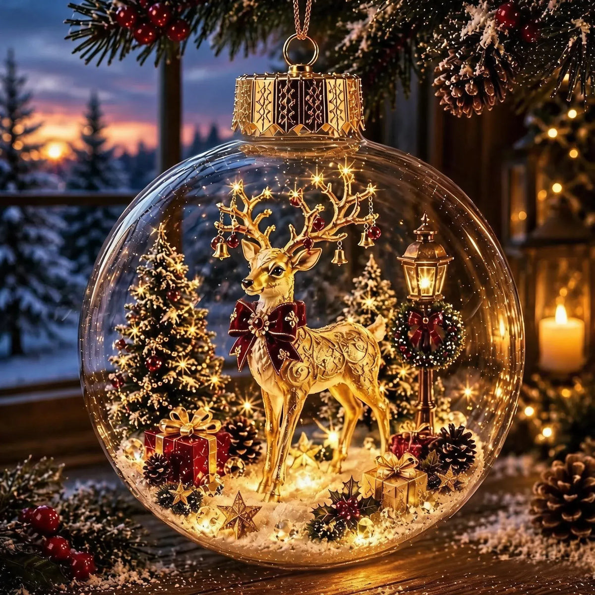 🎄 Glowing Christmas Ball Ornament with Flat 2D Artwork Inside 🎄