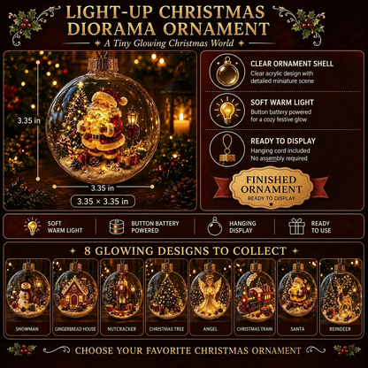 🎄 Glowing Christmas Ball Ornament with Flat 2D Artwork Inside 🎄